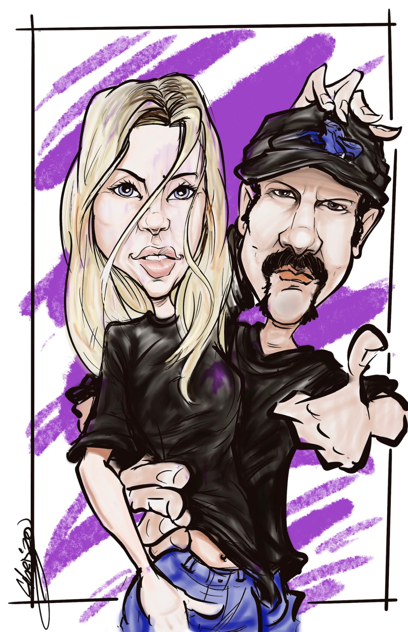 Sample caricature artwork by Bold Stroke artists